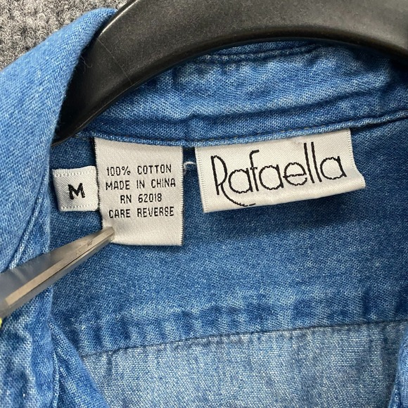 Vintage Rafaella Shirt Womens M Blue Holiday Bears Button Up Christmas Denim - Picture 8 of 10